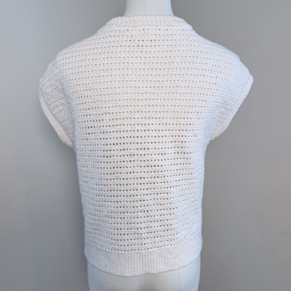Lucky Brand Ivory Crochet Cardigan XS Star Button Western Boho Cotton Vest - Picture 5 of 15